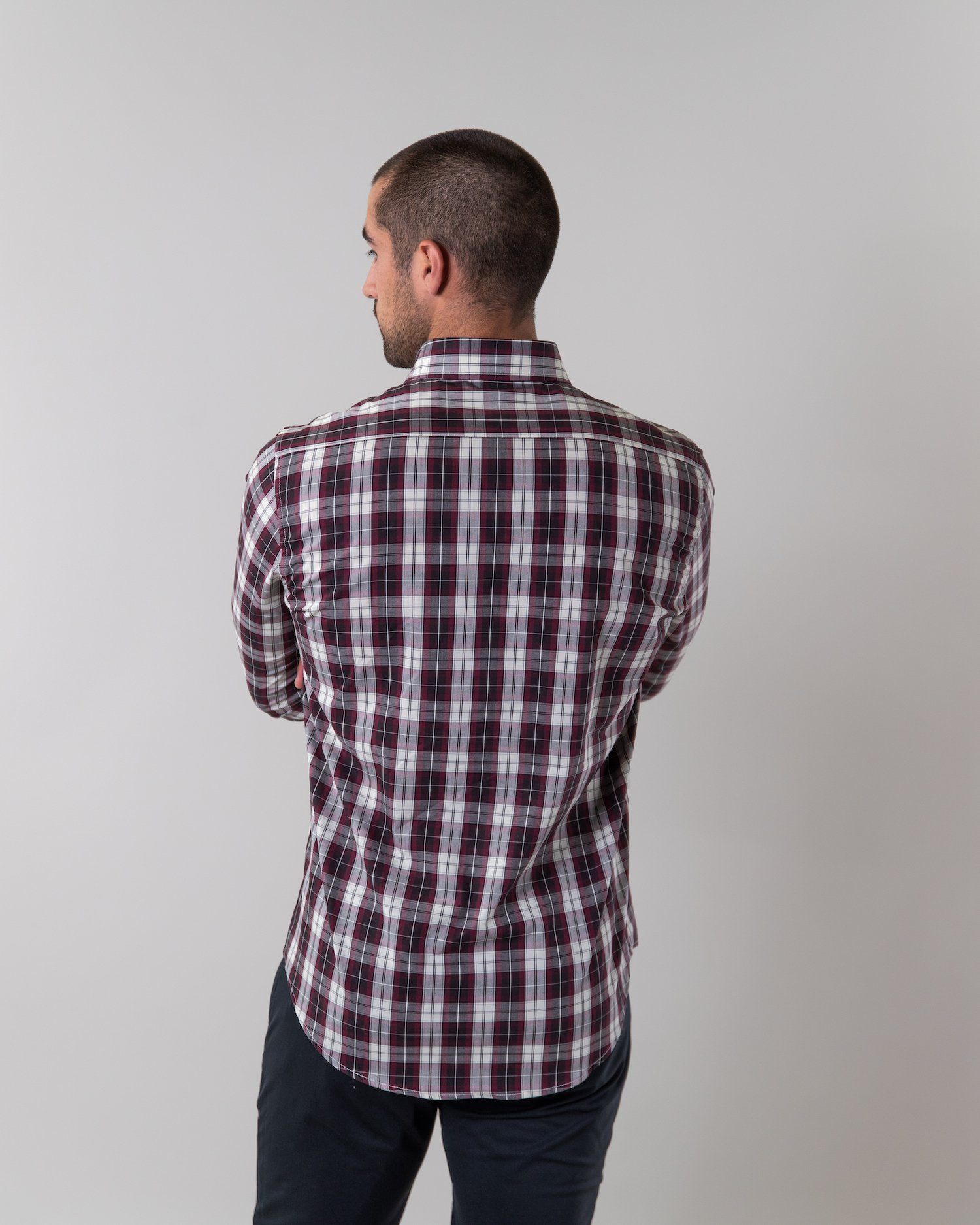 Burgundy Plaid | Stretch Button Down Shirt