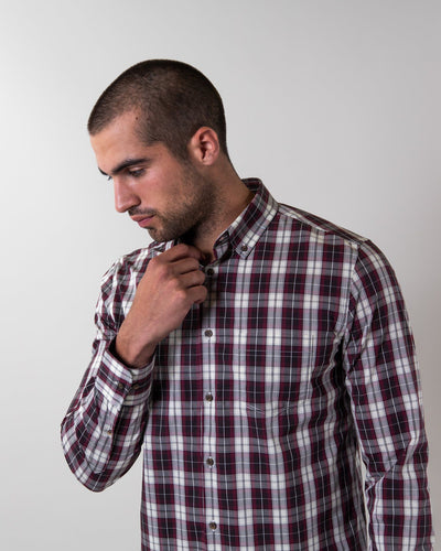 Burgundy Plaid | Stretch Button Down Shirt