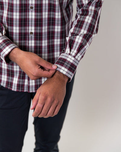 Burgundy Plaid | Stretch Button Down Shirt