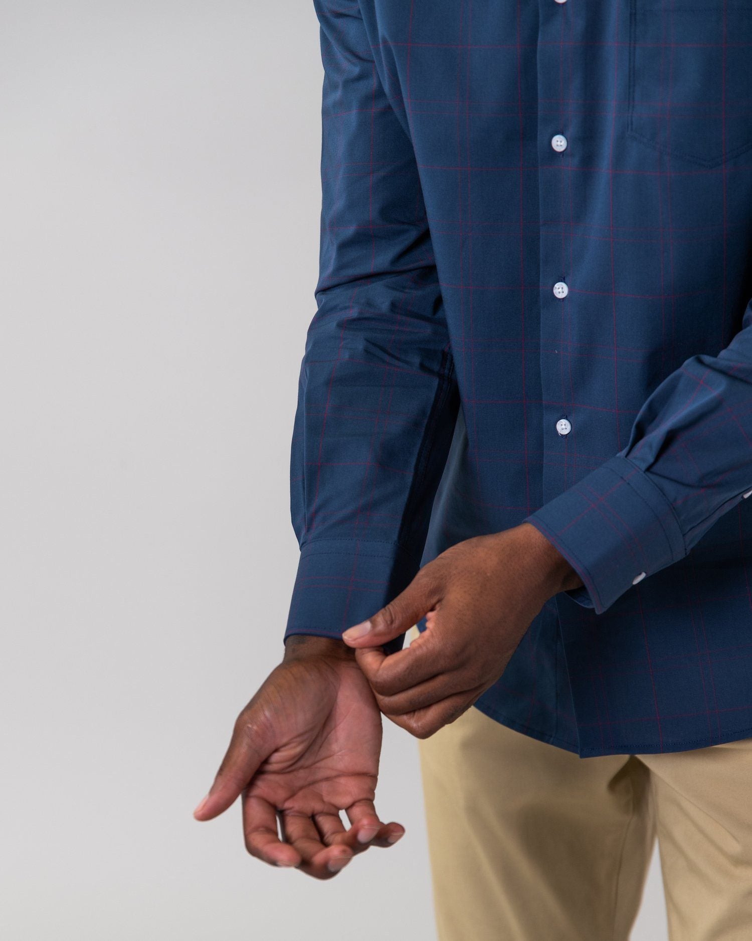 Navy Red Plaid | Stretch Button Down Shirt